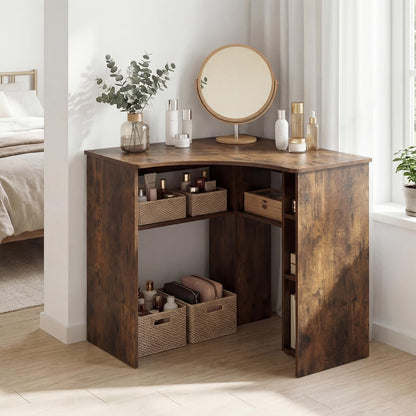 Charging Station and Storage Shelves, Space-Saving Wooden Gaming PC Laptop Table