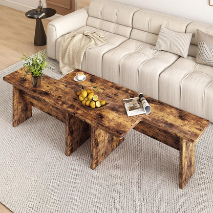 Modular Coffee Table Set of 2 L Shaped Center Tables for Small Space