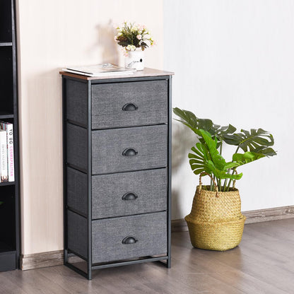 4 Fabric Nightstand Bedside Storage Cabinet Folding Drawers