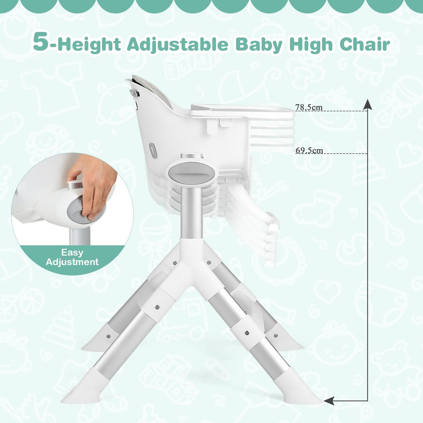 Infant High Chair with Removable Dishwasher Safe Tray