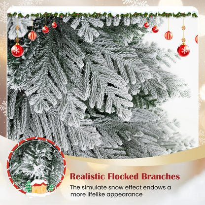 190CM Artificial Christmas Tree Hinged Holiday Tree with Lush Branch Tips