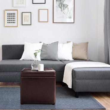 High Quality PU Leather Cube Ottoman Storage Seat
