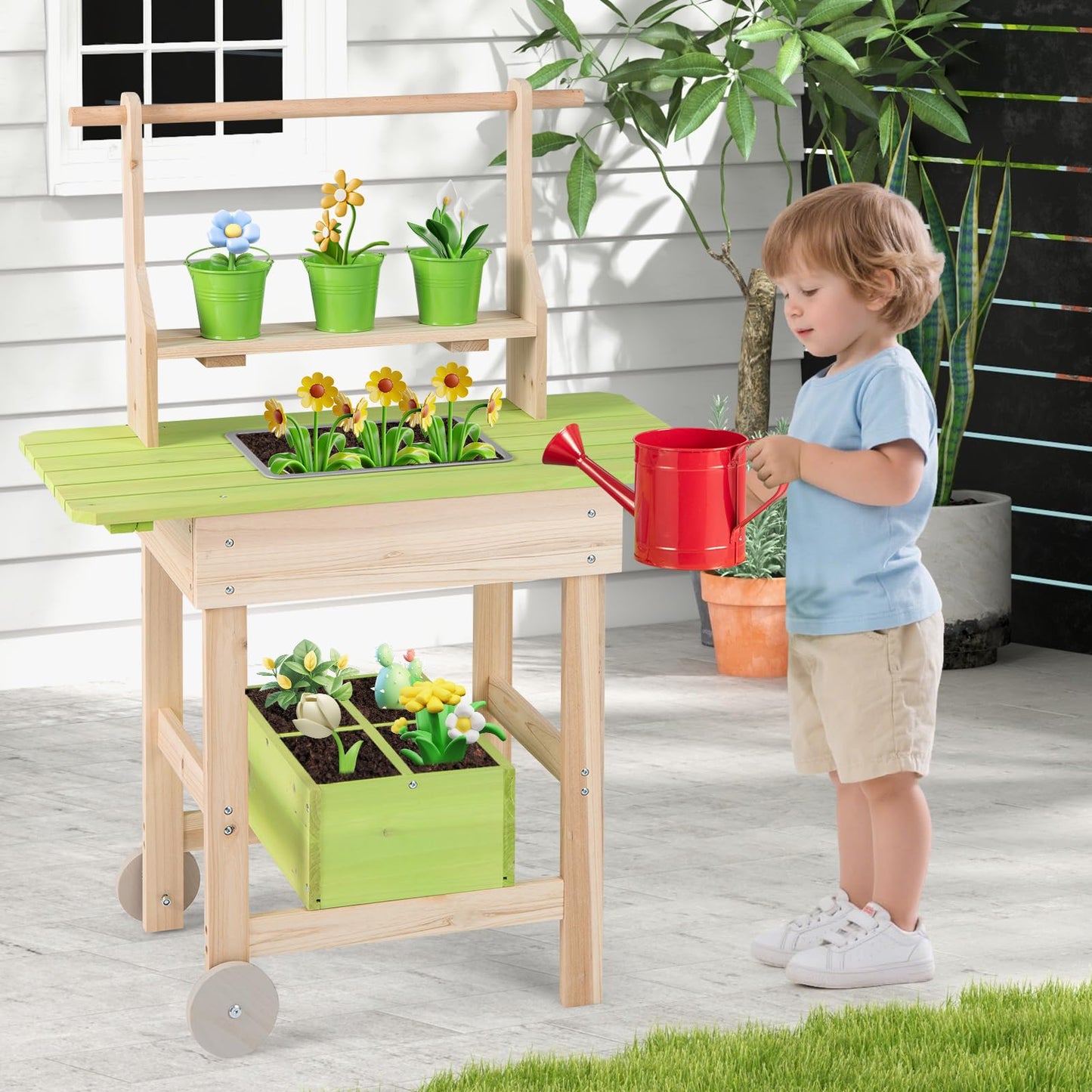 Mud Kitchen, Outdoor Kids Play Kitchen with Removable Pots