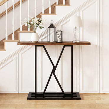 Console Table, 100cm Industrial Slim Accent Entryway Table Hall Desk