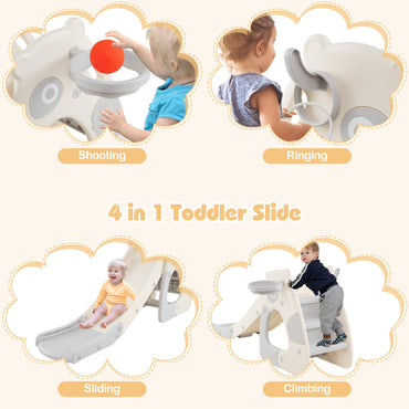 Foldable Toddler Slide with Basketball Hoop and Ball