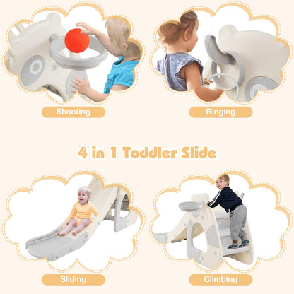 Foldable Toddler Slide with Basketball Hoop and Ball