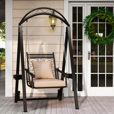 Outdoor Porch Swing with Stand, Garden Canopy Swing Chair
