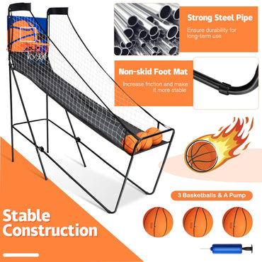 Folding Basketball Arcade Game with Electronic Scorer and Buzzer