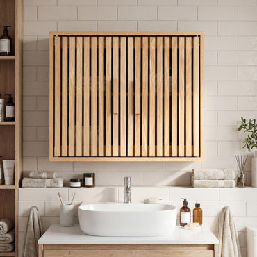 Bathroom Wall Cabinet, Wooden Over the Toilet Storage Organizer