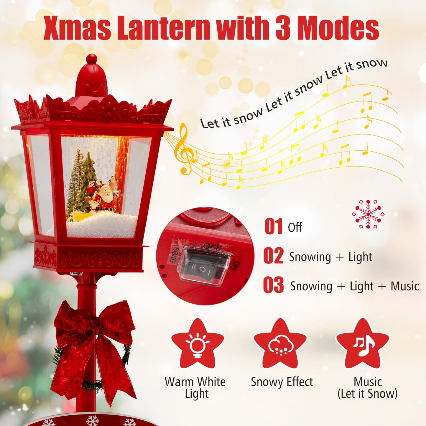 Christmas Street Lamp, Musical Festive Lamp Post with LED Lights
