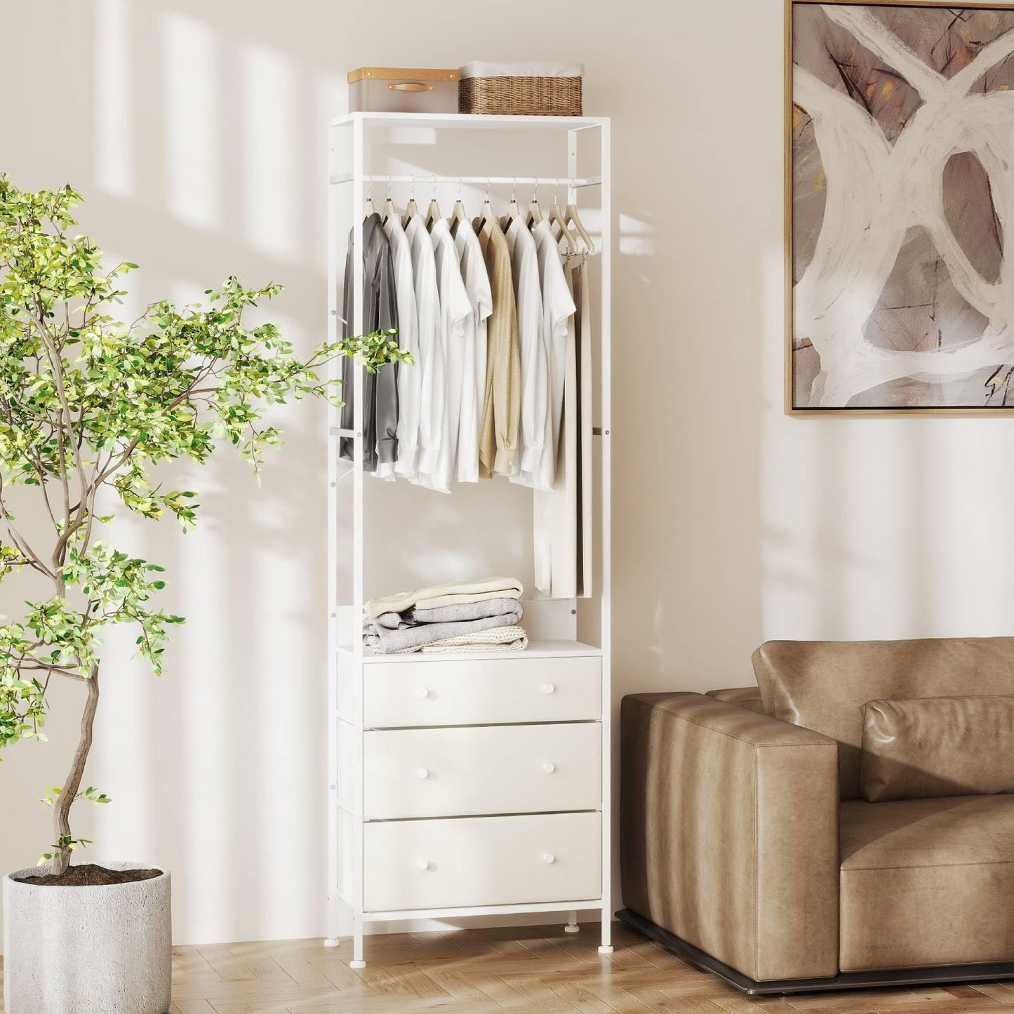 Freestanding Closet Organizer Clothes Rack with Drawers