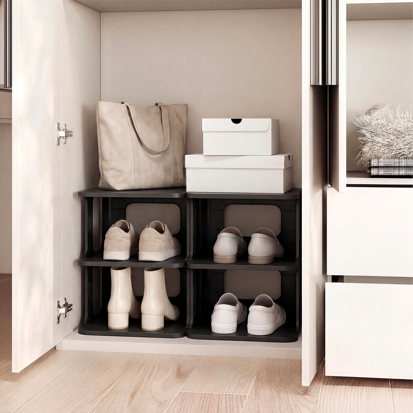 6-Tier Shoe Rack, Stackable Tall Shoe Storage Organizer Vertical Shelf