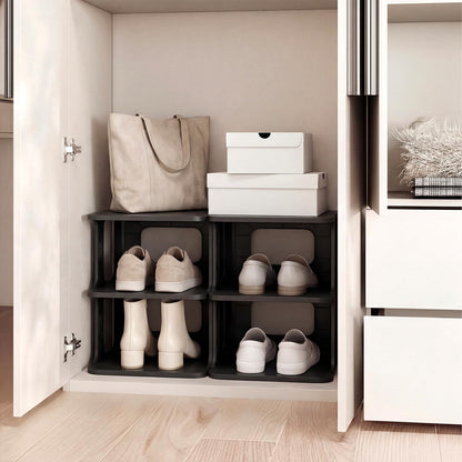 6-Tier Shoe Rack, Stackable Tall Shoe Storage Organizer Vertical Shelf