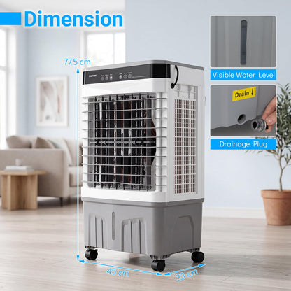 3-in-1 Evaporative Air Cooler with 15L Water Tank and 3 Speeds