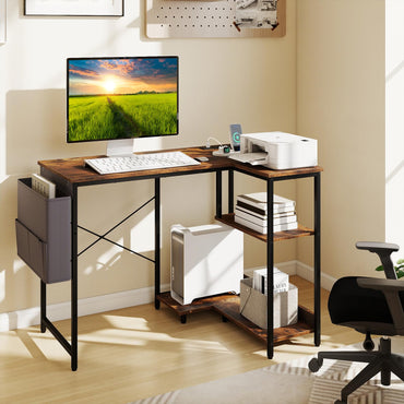 L Shaped Computer Desk, 101 cm Corner Table with Storage