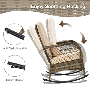 Outdoor Rocking Chairs and Table Set with Cushions and Pillows
