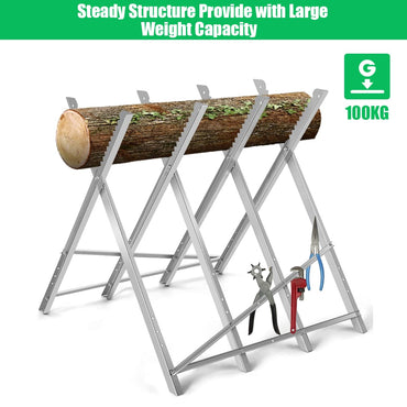 Heavy Duty Foldable Steel Sawhorse with Notched Sawteeth