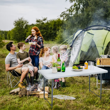 Portable Bi-fold Picnic Table with 3-Level Height Adjustment