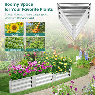 6 PCS Triangular Elevated Planter Box Kit with Open Bottom and Gloves