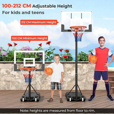 Portable Kids Basketball Hoop Outdoor with Shatterproof PC Backboard and Wheels