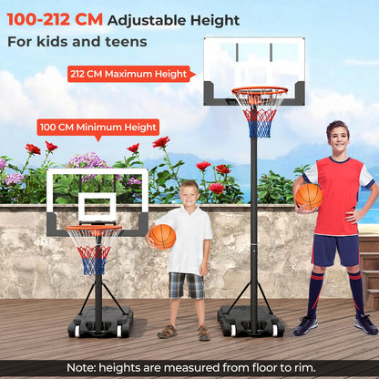 Portable Kids Basketball Hoop Outdoor with Shatterproof PC Backboard and Wheels