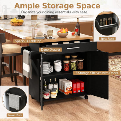 Kitchen Island Cart with Storage and Adjustable Shelf