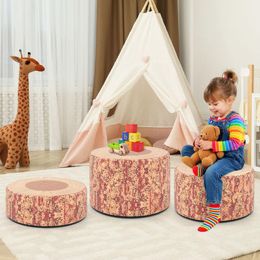 3 PCS Tree Stump Stool Set Round Flexible Seatings