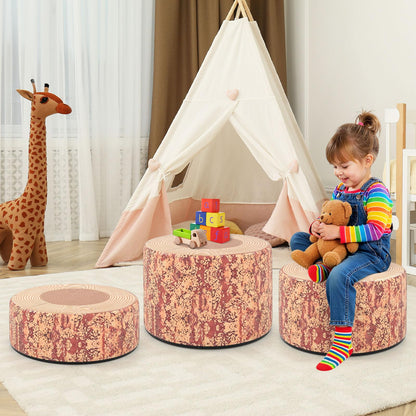 3 PCS Tree Stump Stool Set Round Flexible Seatings