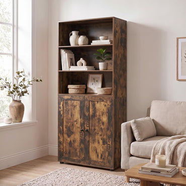 181 CM Tall Bookcase with 3 Shelves and Adjustable Shelf for Home Office