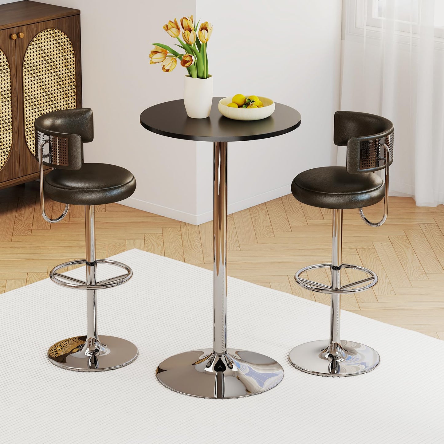 60cm Counter Bistro Pub Tables with Fixed Tabletop for Home Kitchen Café