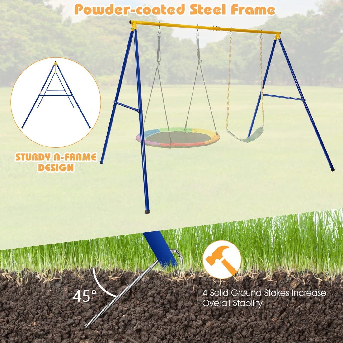 Metal Swing Stand for 2 Swings