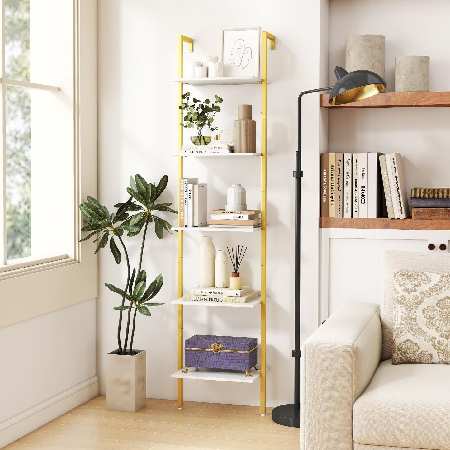 Tall Narrow Wall Bookshelf Open Display Rack
