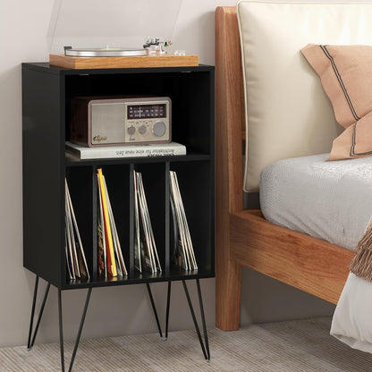 Record Player Stand, Wooden Vinyl Albums Storage Cabinet Holder