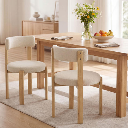 Dining Chairs Set of 2, Teddy Fleece Upholstered Kitchen Chairs with Padded Seat
