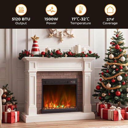 18/23 inch Electric Fireplace Insert Recessed 1500W Fireplace Heater with Remote Control