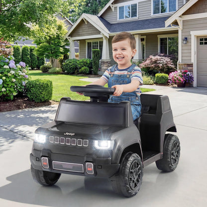 12V Kids Ride on Car, Licensed Jeep Electric Vehicle with LED Lights