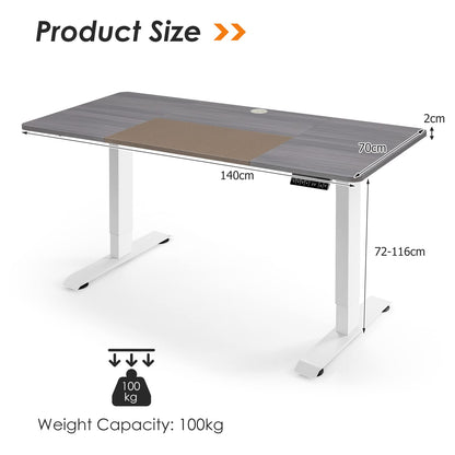 Electric Height Adjustable Standing Desk with Memory Smart Presets and Anti-Collision Function