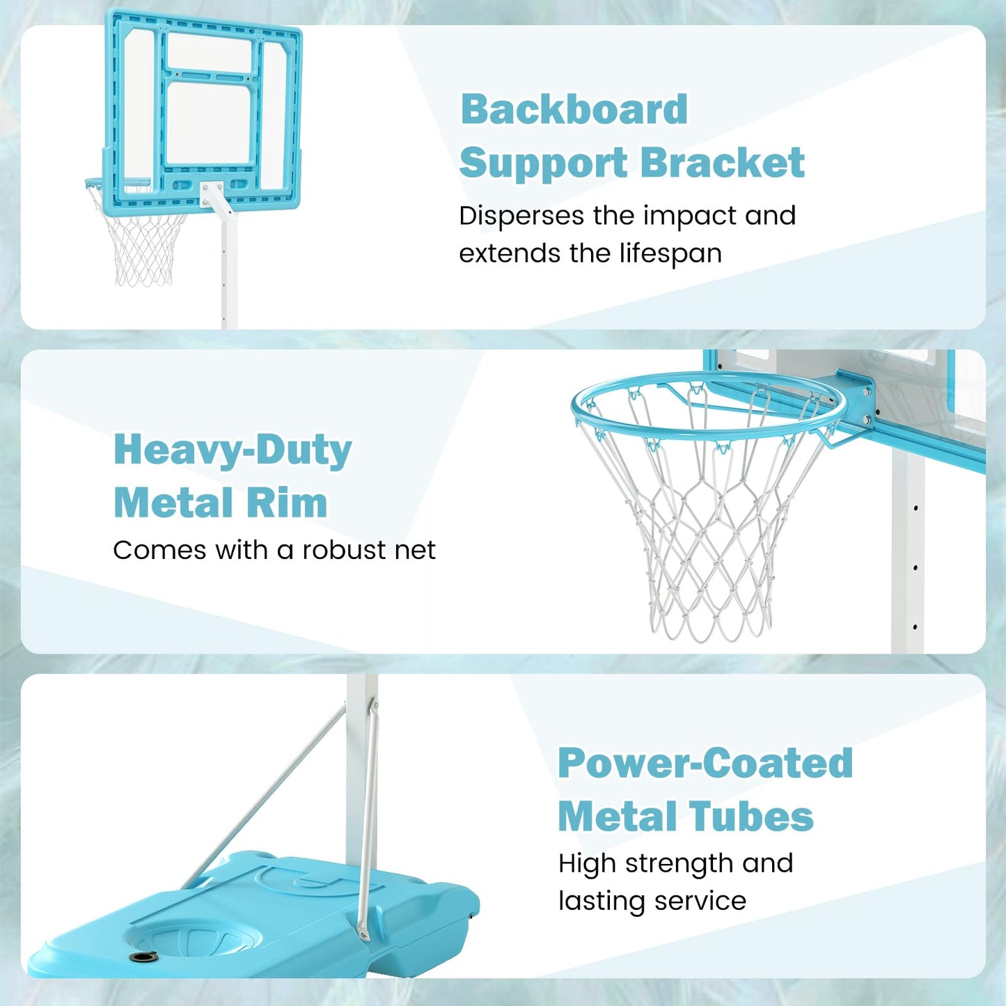 Pool Basketball Hoop Poolside Basketball Goal with 83 cm Shatterproof Backboard