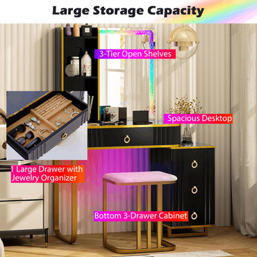 RGB LED Vanity Set with Mirror and Lights