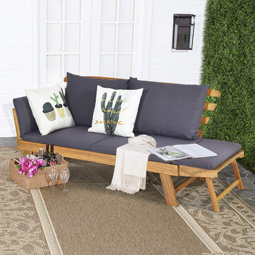 3 in 1 Convertible Cushioned Loveseat Lounger Couch with Folding Armrests and Pillows