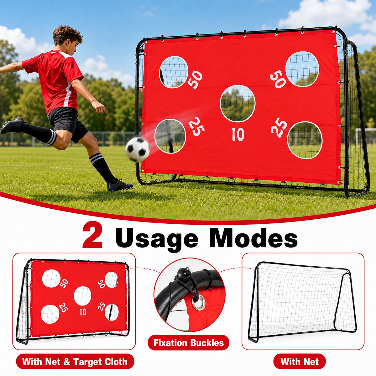 Kids Soccer Goal with Removable Target Cloth Soccer Training Equipment with Metal Frame