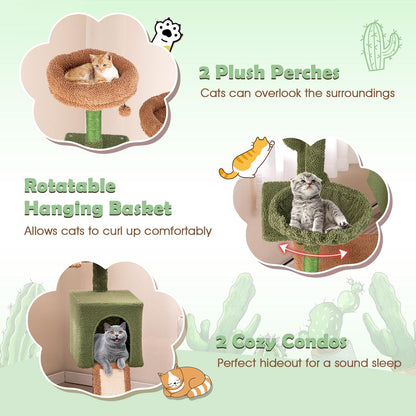 160 cm Multi-level Cactus Cat Tree for Indoor Cats with Scratching Posts