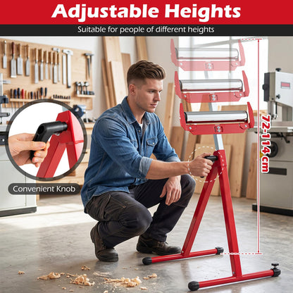 2-Pack Folding Roller Stands, 115KG Load Capacity Per Stand, 72-114cm Adjustable Height