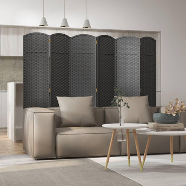 6-Panel Room Divider Folding Privacy Screen with Hand-woven Texture