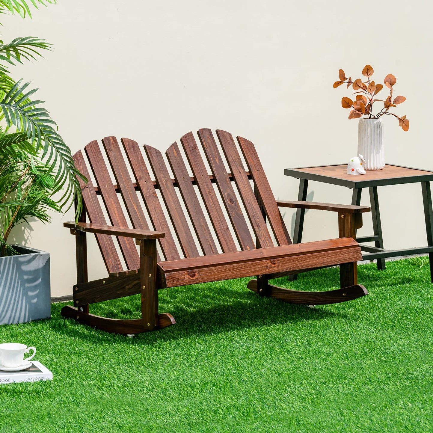 2 Person Outdoor Rocking Adirondack Chair Bench for Kids