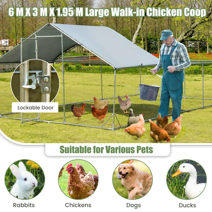 Galvanized Metal Walk-in Large Chicken Run Coop