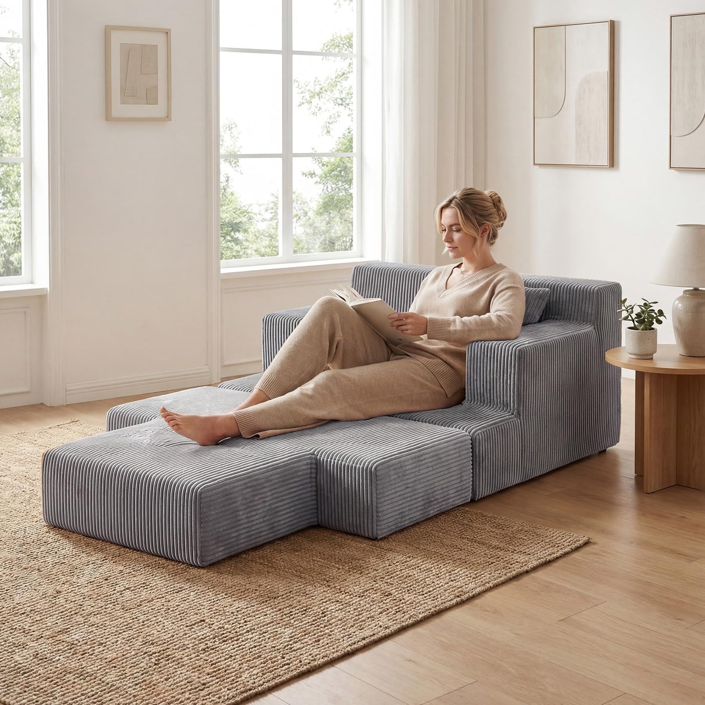 Folding Sofa Bed, Convertible Sleeper Chair Floor Sofa, No Assembly