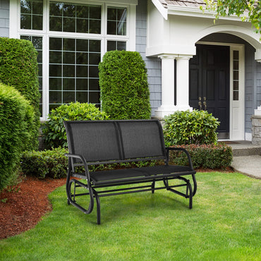 2-Person Outdoor Steel Frame Fabric Glider Bench
