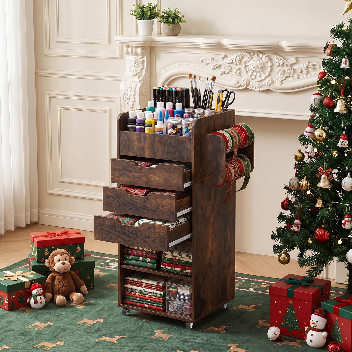 3 Drawers Mobile File Cabinet, Lateral Storage Chest