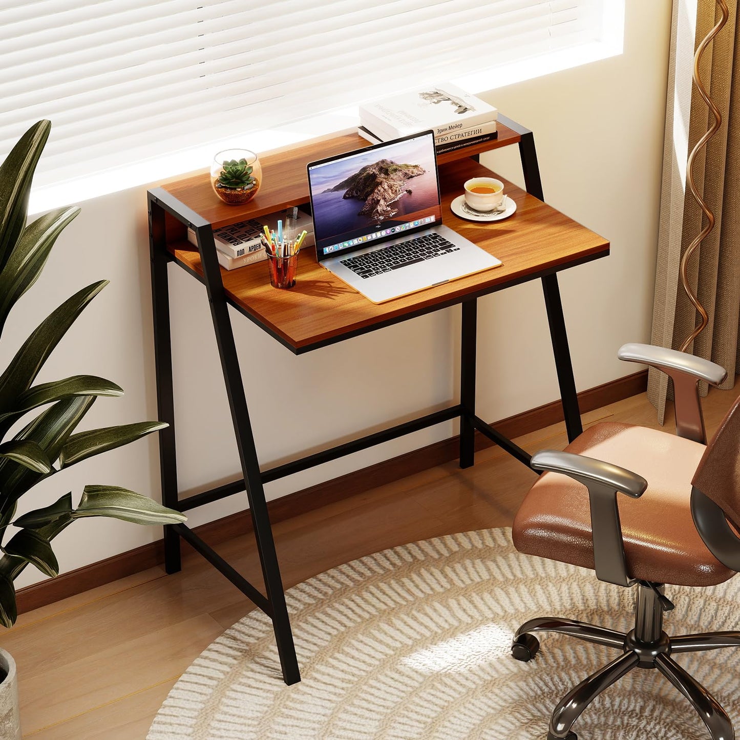 Computer Desk with Monitor Stand 80 CM Small Desk Compact Desk